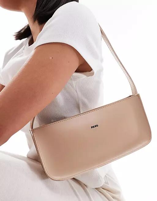 PASQ clean baguette shoulder bag in cream-White Cover