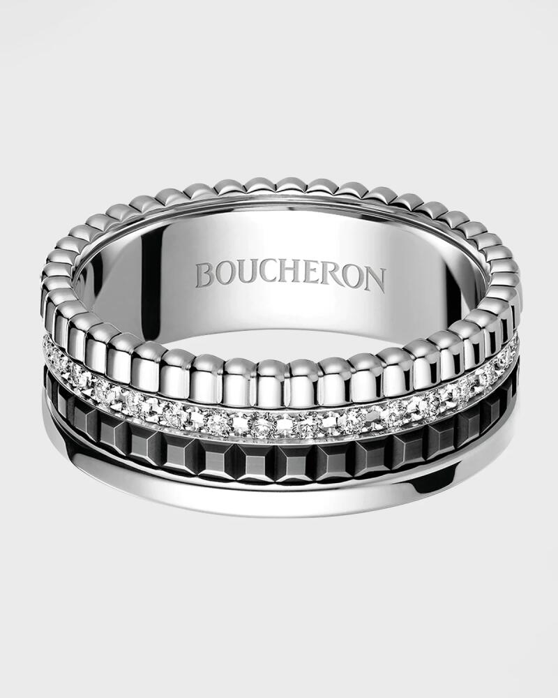 Boucheron Quatre 18K White Gold Black Edition Small Diamond Band Ring Cover