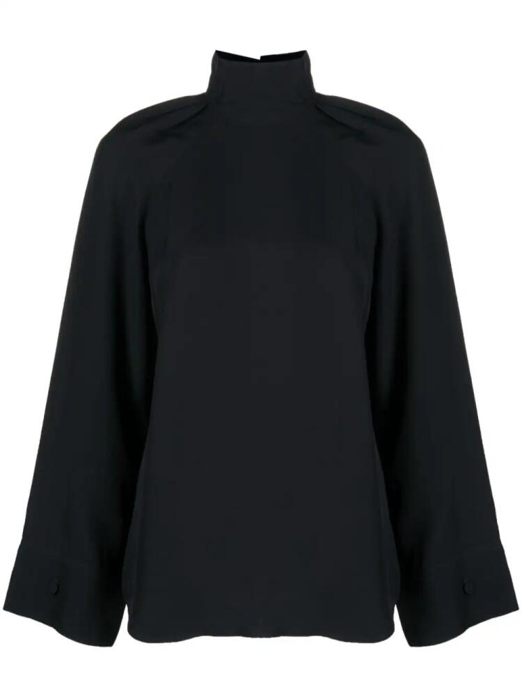 TOTEME high-neck long-sleeve blouse - Blue Cover