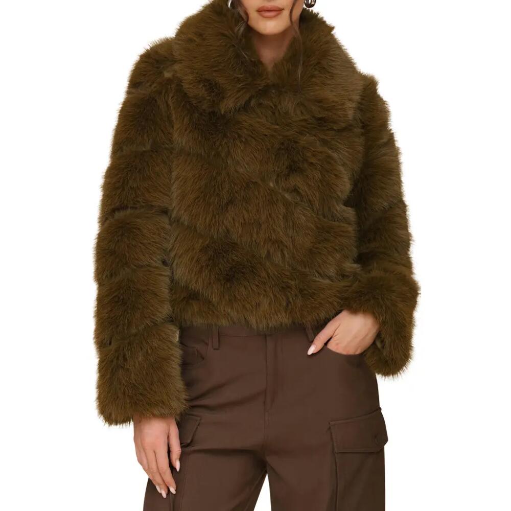 Avec Les Filles Faux Fur Crop Jacket in Caper Cover