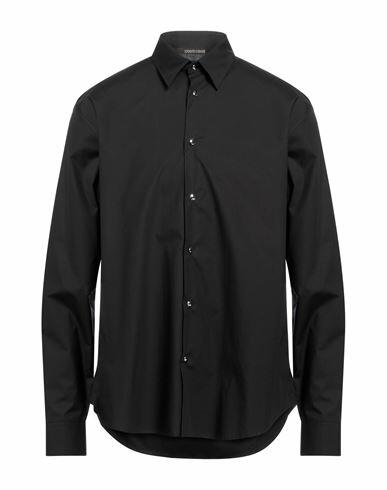 Roberto Cavalli Man Shirt Black Cotton Cover