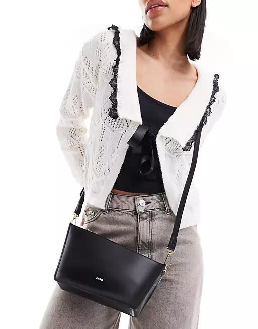 PASQ asymmetric shoulder bag with crossbody strap in black Cover