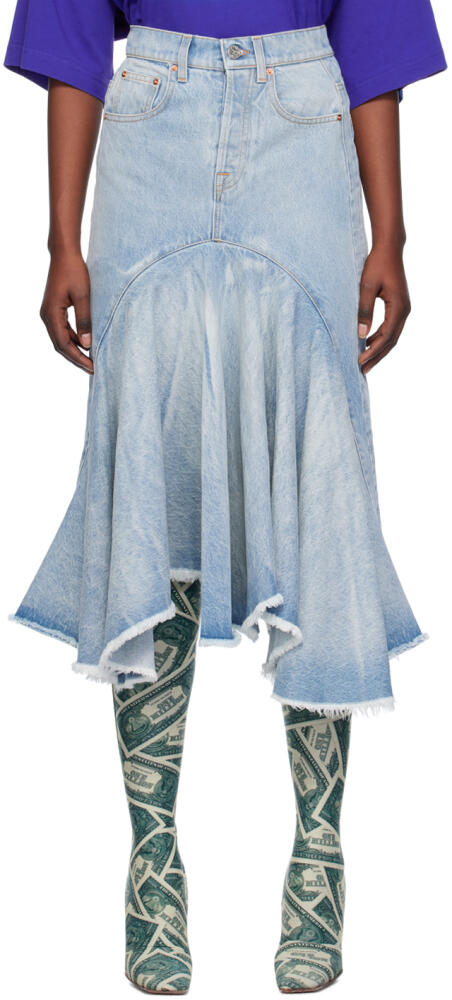 VETEMENTS Blue Flared Denim Midi Skirt Cover