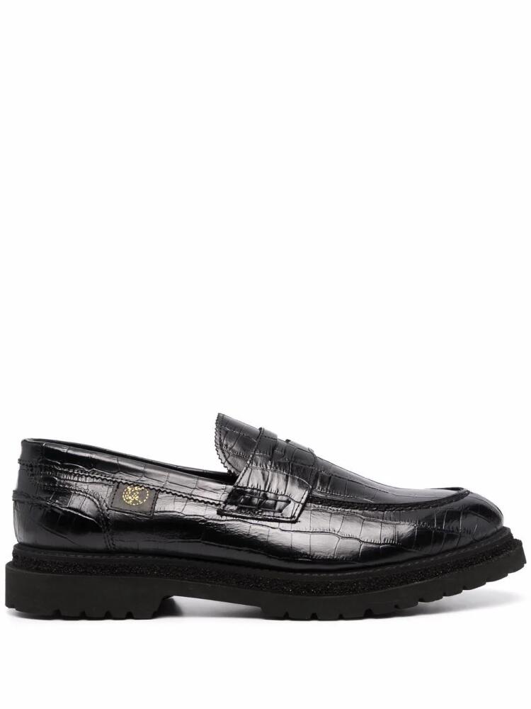 Giuliano Galiano crocodile effect penny loafers - Black Cover