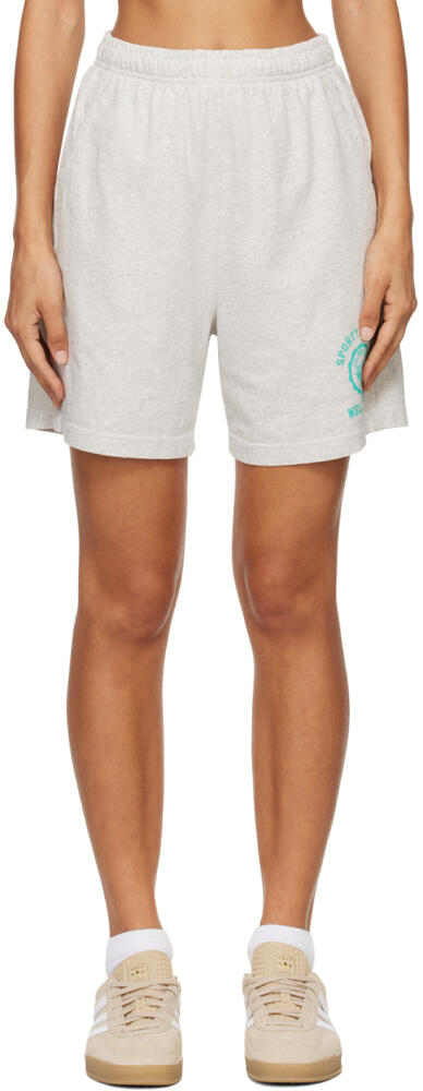 Sporty & Rich Gray Emblem Gym Shorts Cover