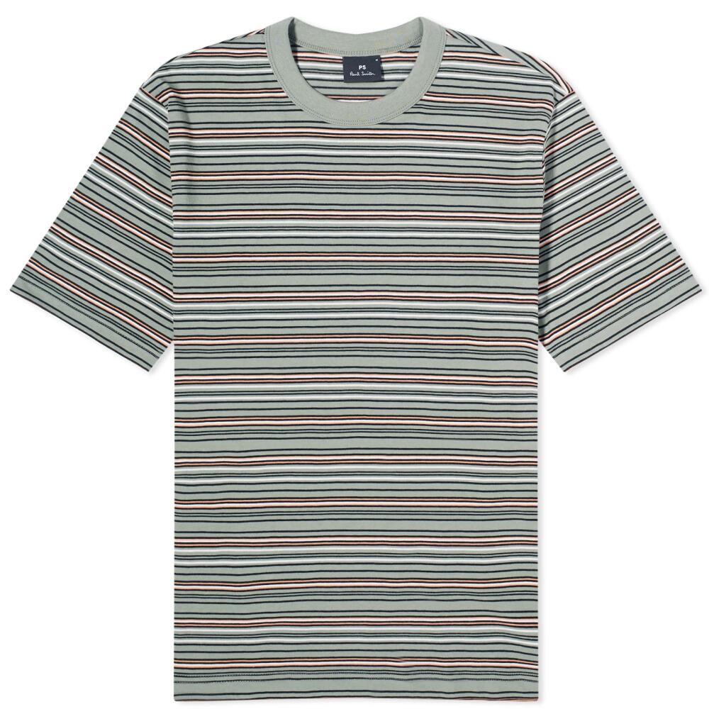 Paul Smith Men's Multi Stipe T-Shirt in Green Cover