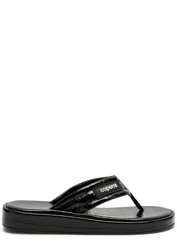 Coperni Crocodile-effect Leather Thong Flip Flops - Black Cover