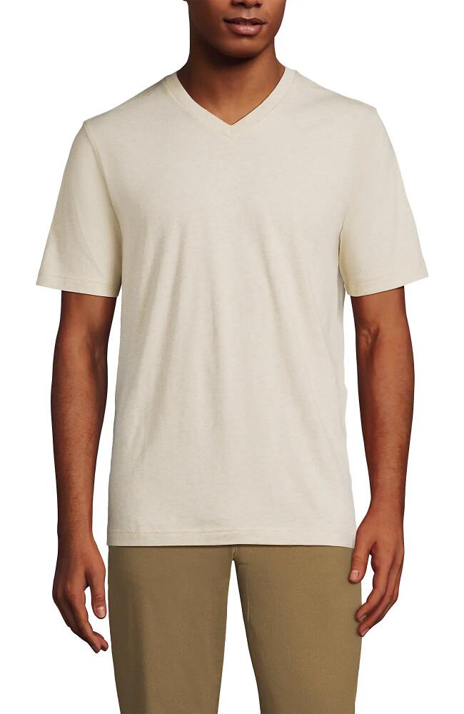 Lands' End Super-T Short Sleeve V-Neck T-Shirt in Flax Heather Cover