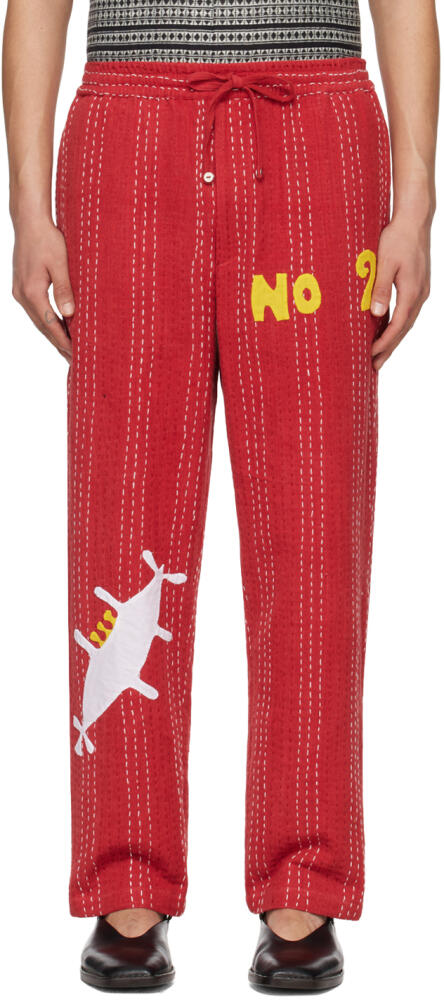 HARAGO Red Appliqué Trousers Cover