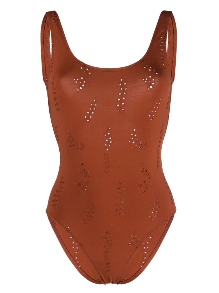 Chloé x Eres Pacific broderie-anglaise swimsuit - Brown Cover