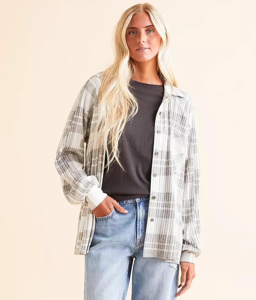 Modish Rebel Knit Plaid Shirt Cover