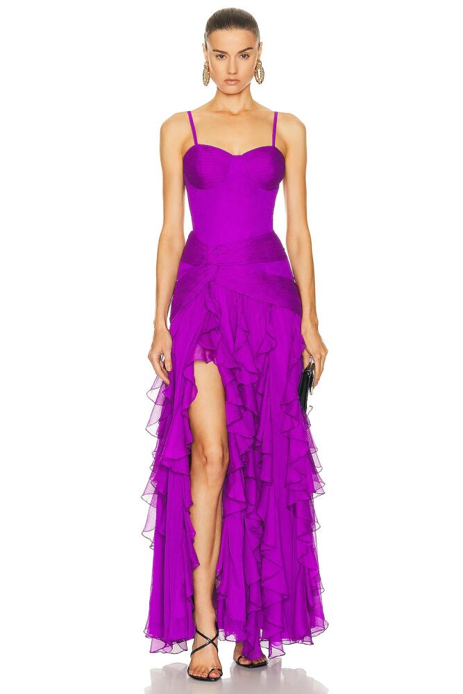 PatBO Bustier Ruffle Maxi Dress in Purple Cover