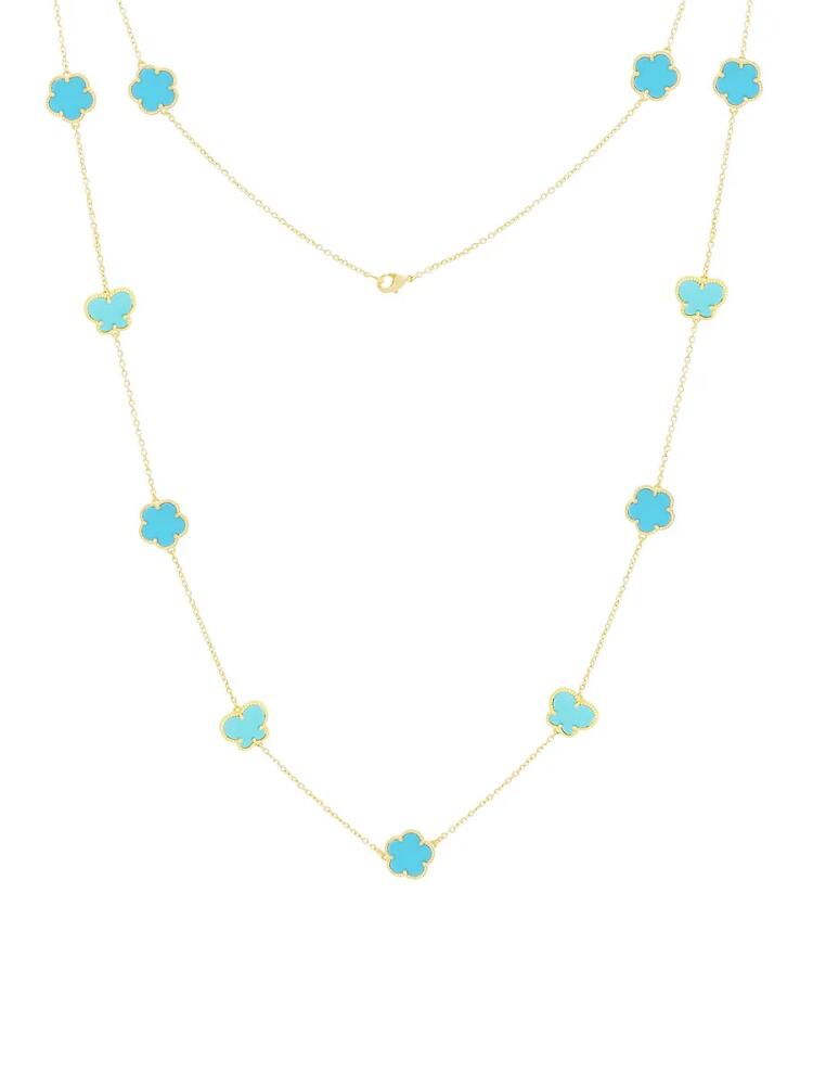 JanKuo Women's Flower & Butterfly 14K Goldplated & Synthetic Turquoise Necklace Cover