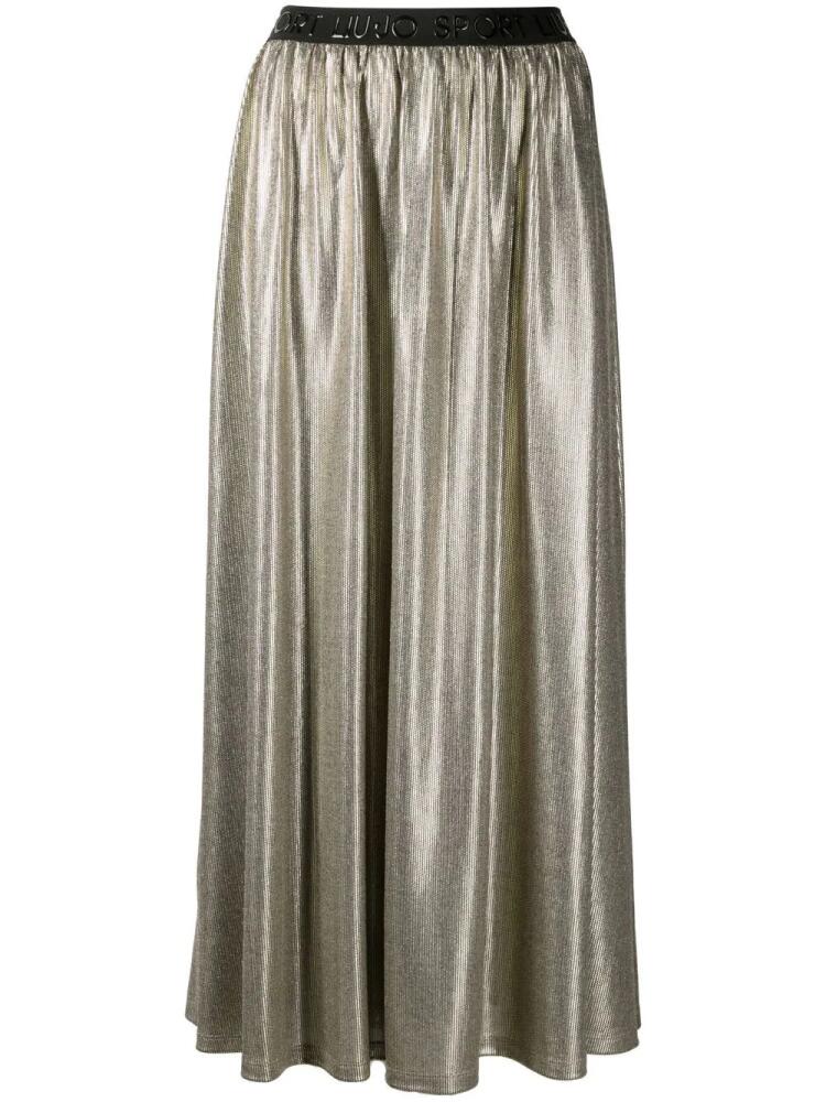 LIU JO metallic logo-waistband midi skirt - Gold Cover