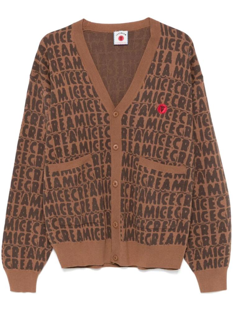 ICECREAM Text Print cardigan - Brown Cover