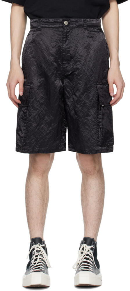 Solid Homme Black Crinkled Shorts Cover