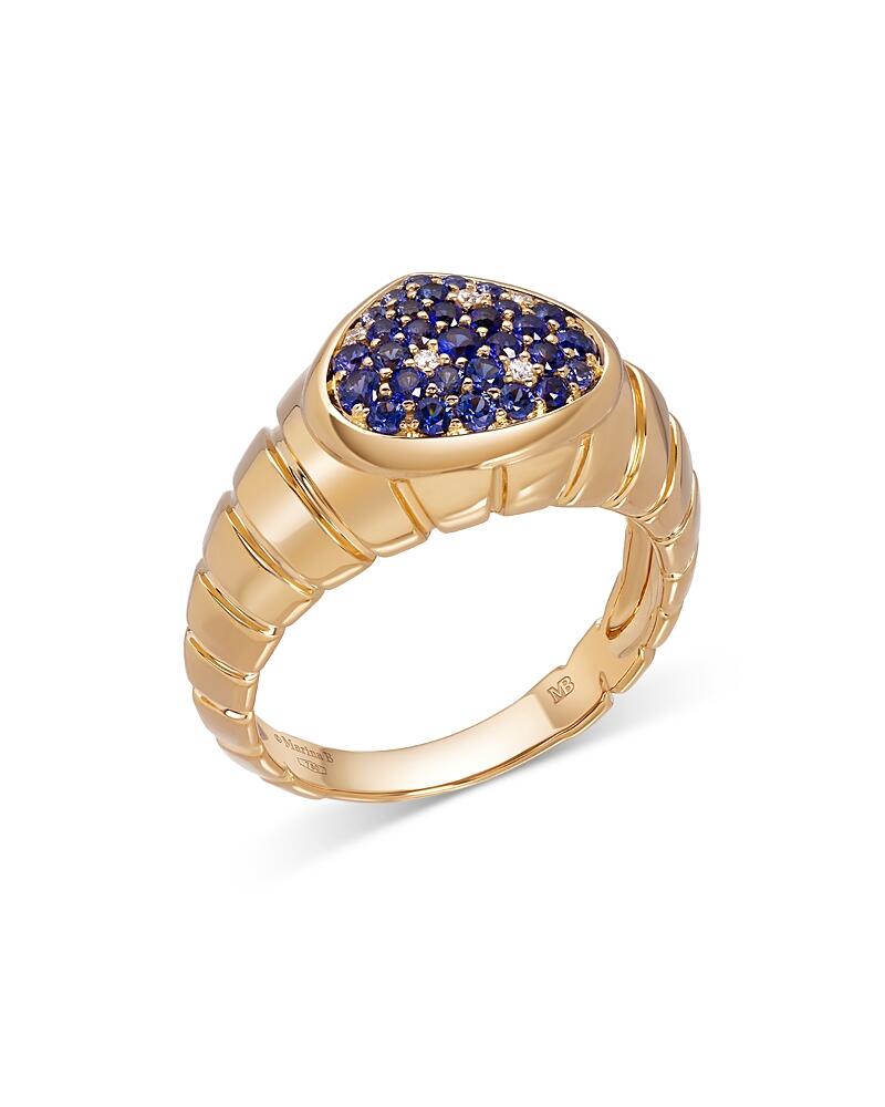 Marina B 18K Yellow Gold Timo Blue Sapphire & Diamond Pave Ring Cover