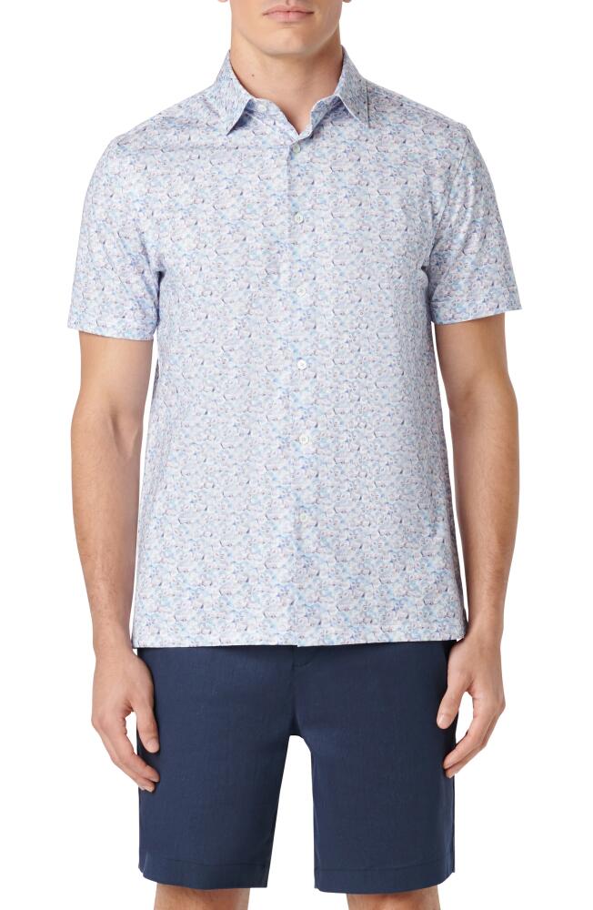 Bugatchi Milo OoohCotton® Floral Short Sleeve Button-Up Shirt in Air Blue Cover