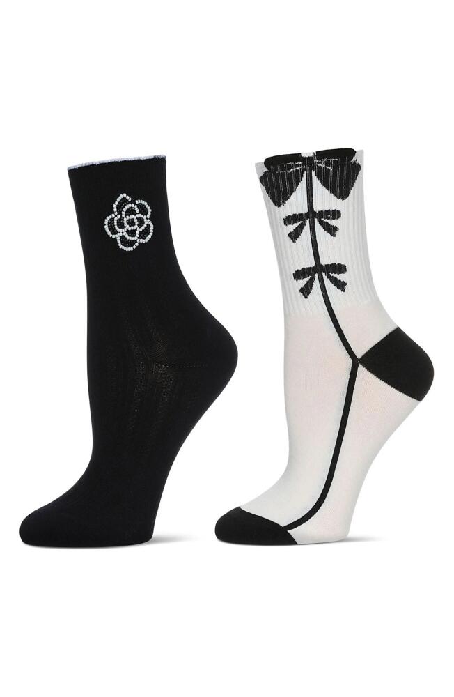 MeMoi Assorted 2-Pack Crew Socks in Black-Nude Cover