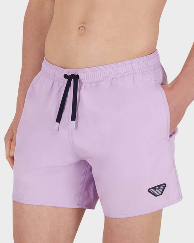 Emporio Armani Men's Eagle Patch Swim Shorts, Purple Cover