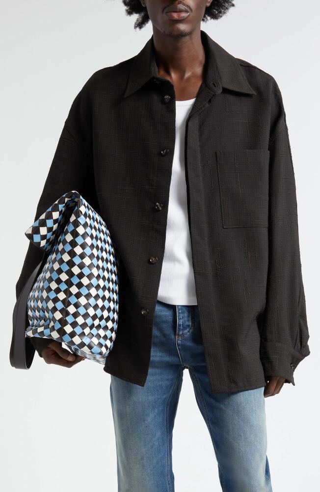 Bottega Veneta Crosshatch Texture Overshirt in 2078 Fondant/Black Mel Cover