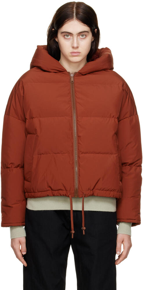 Yves Salomon Red Quilted Down Jacket Cover