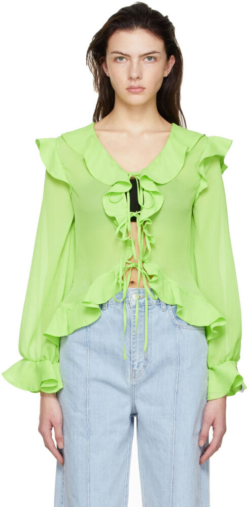 Rokh Green Polyester Blouse Cover