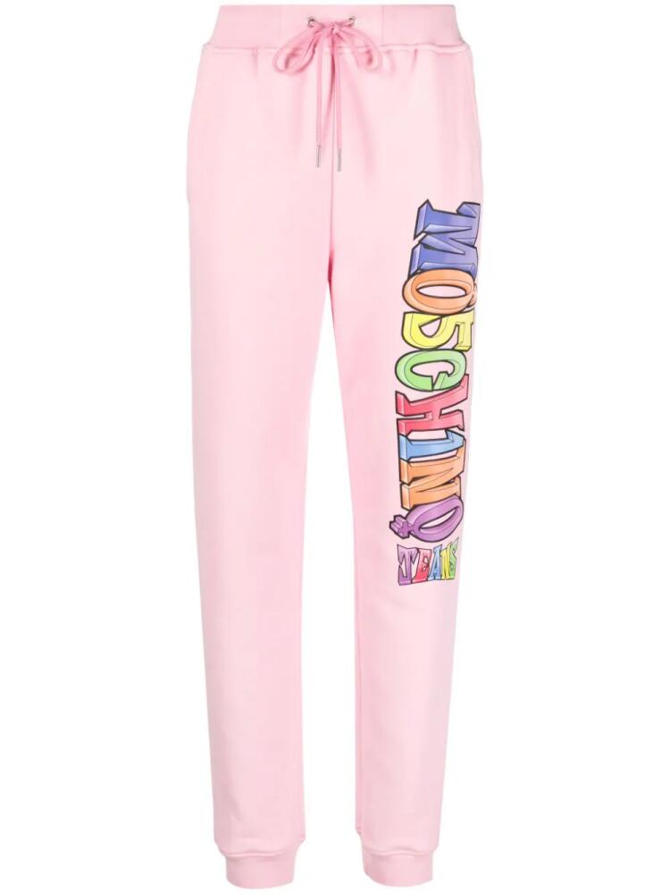 MOSCHINO JEANS logo-print cotton track pants - Pink Cover