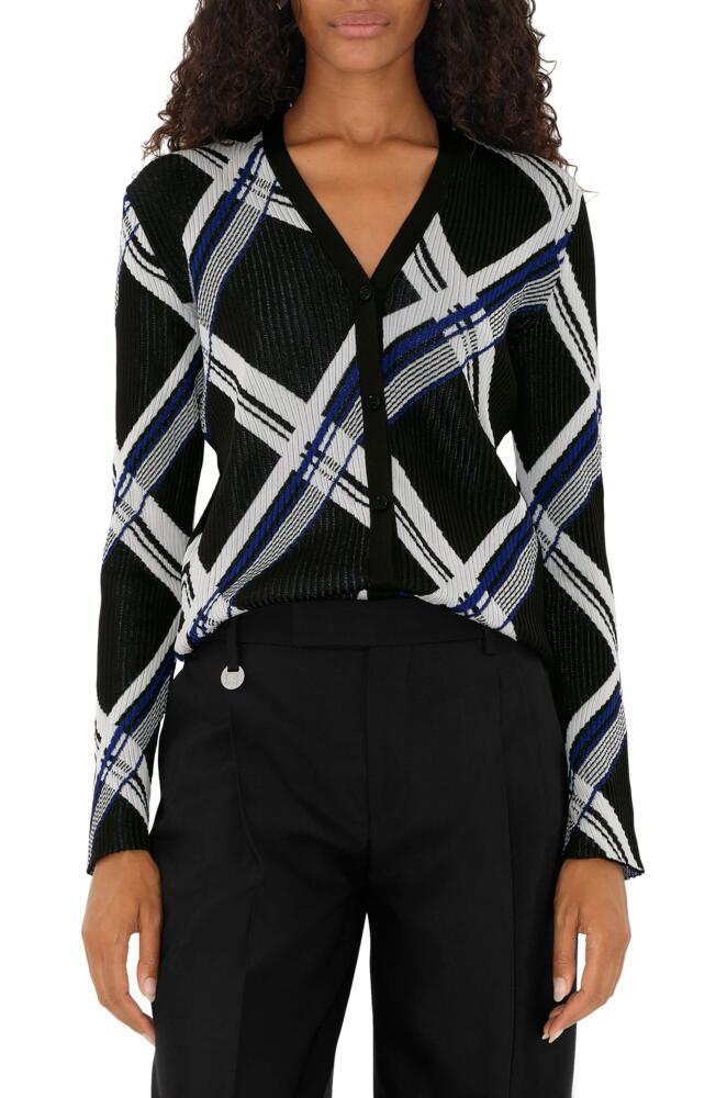 burberry Check Silk Jacquard Cardigan in Black Ip Check Cover