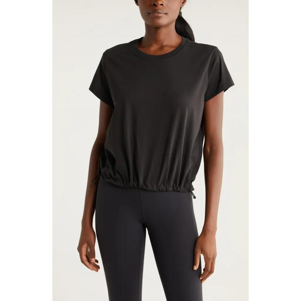 Zella Cinch Bubble Pima Cotton T-Shirt in Black Cover