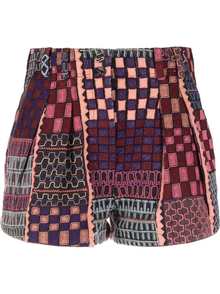 Ulla Johnson patchwork-print cotton shorts - Red Cover