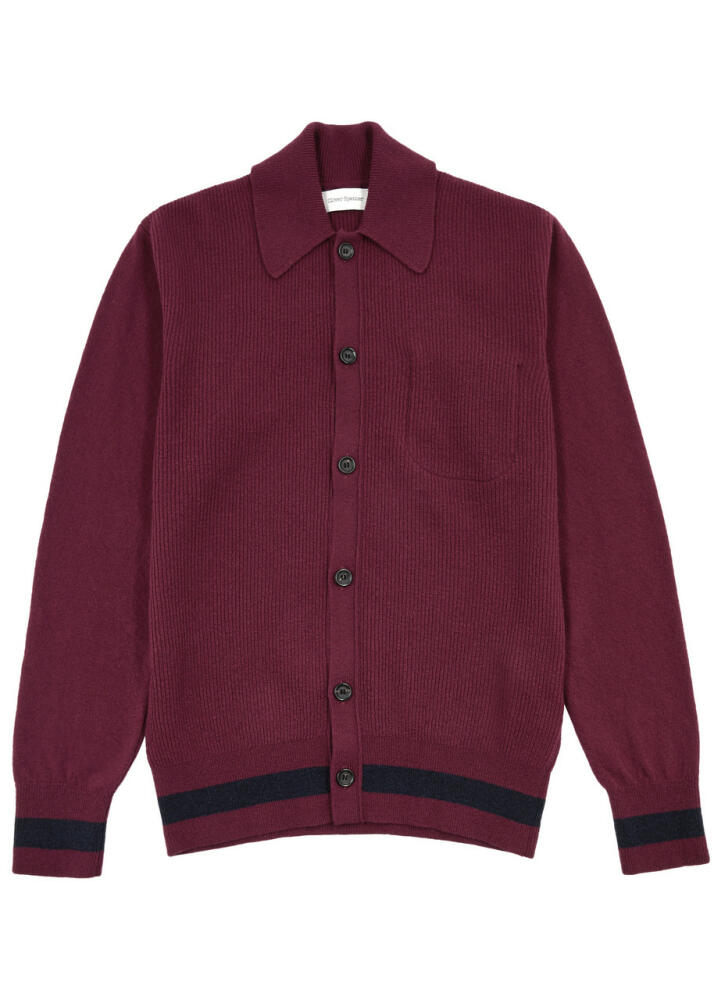 Oliver Spencer Britten Ribbed Wool Cardigan - Red Cover