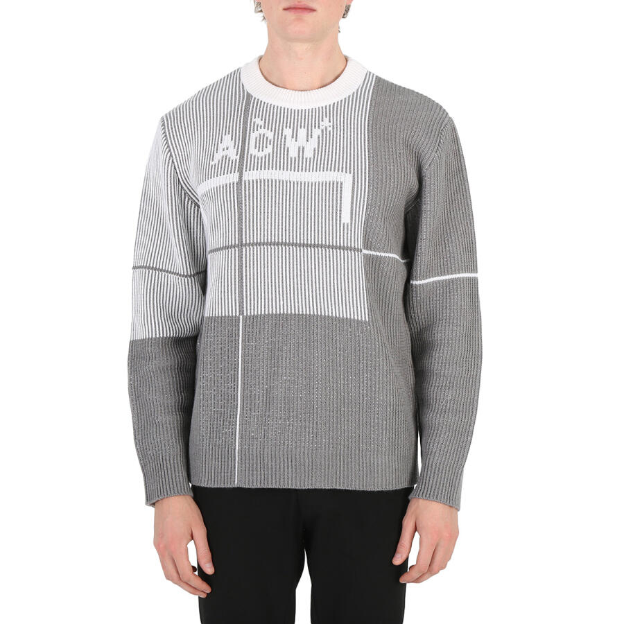 A Cold Wall Mid Grey Grid Knit Crewneck Jumper Cover