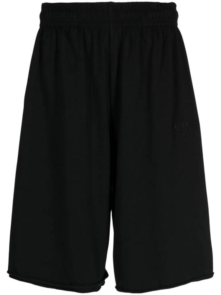 VETEMENTS logo-embroidered jersey shorts - Black Cover