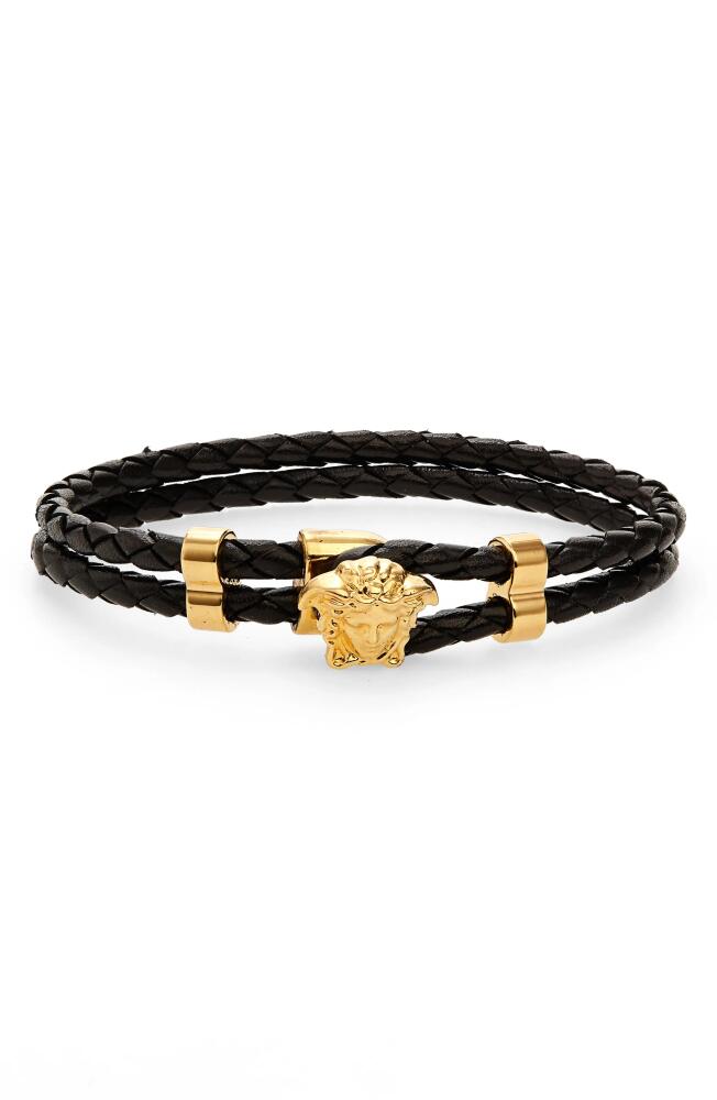 Versace Medusa Braided Leather Bracelet in Black Cover