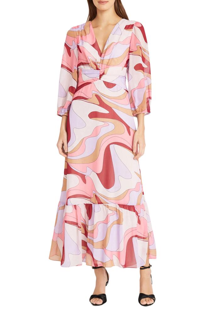 DONNA MORGAN FOR MAGGY Balloon Sleeve Maxi Dress in Pink Multi Cover