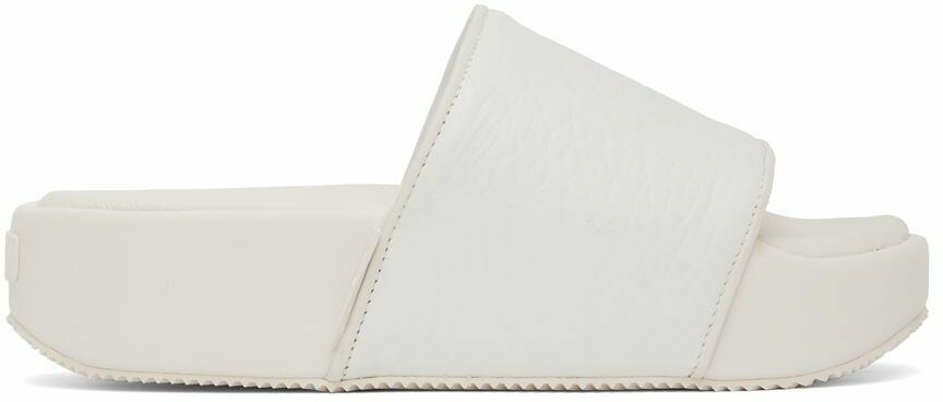 Y-3 White Leather Platform Slides Cover