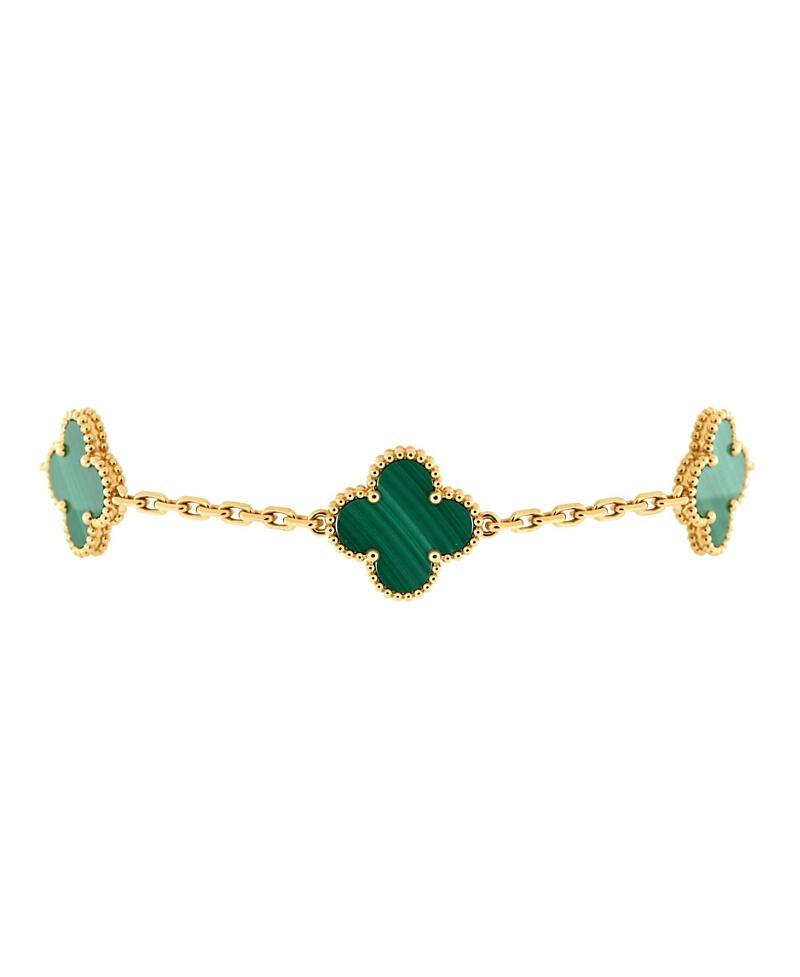 Pre-Owned Van Cleef & Arpels Vintage Alhambra 5 Motifs Bracelet 18K Gold and Malachite Cover