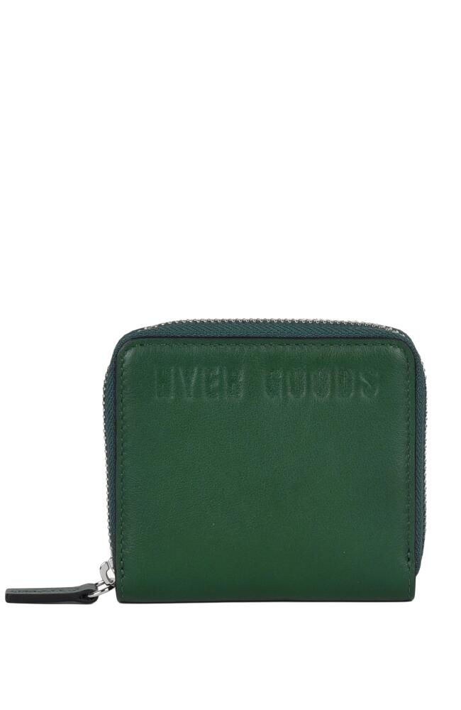 HYER GOODS Upcycled Leather Zip-Around Wallet in Green Cover