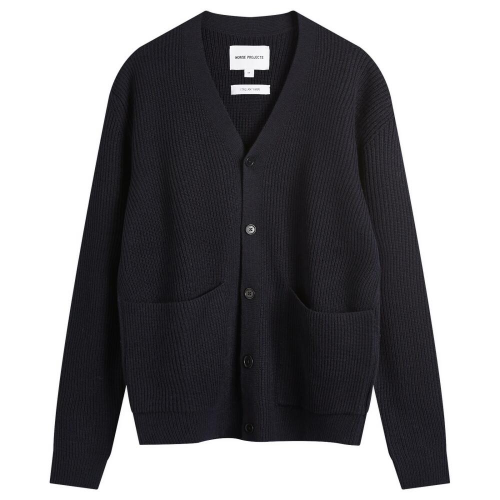 Norse Projects Men's Loki Wool Rib Knit Cardigan in Dark Navy Cover