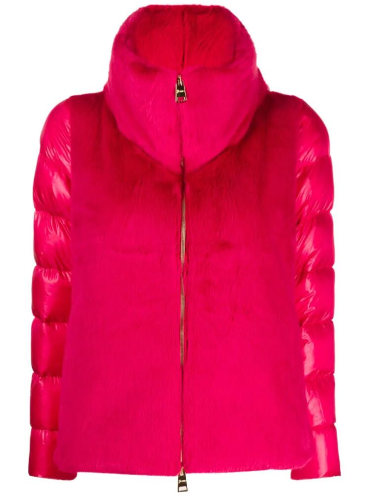 Herno faux-shearling panel quilted jacket - Pink Cover