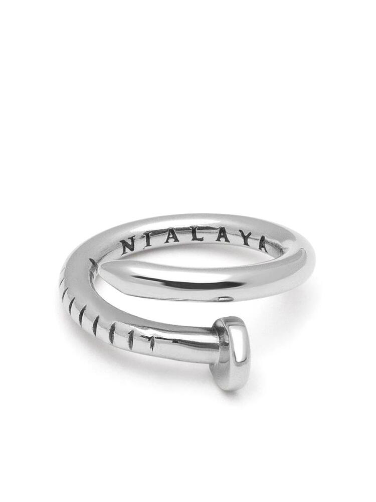 Nialaya Jewelry Dorje engraved nail ring - Silver Cover