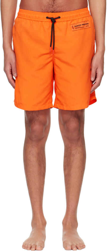 Heron Preston Orange Patch Swim Shorts Cover