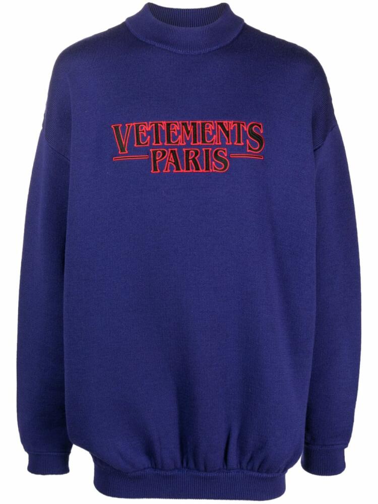 VETEMENTS logo-appliqué merino jumper - Purple Cover