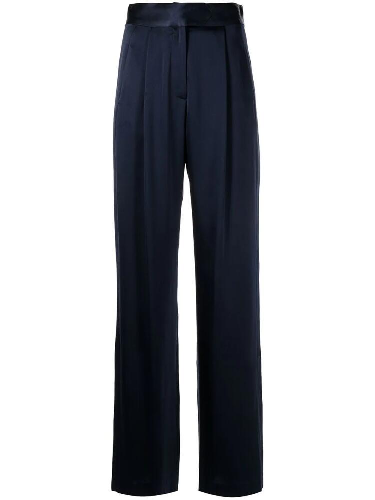 Michelle Mason wide-leg silk satin trousers - Blue Cover