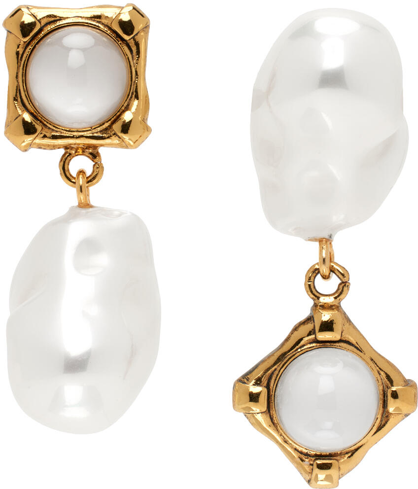 Erdem Gold Pearl & Stone Drop Earrings Cover