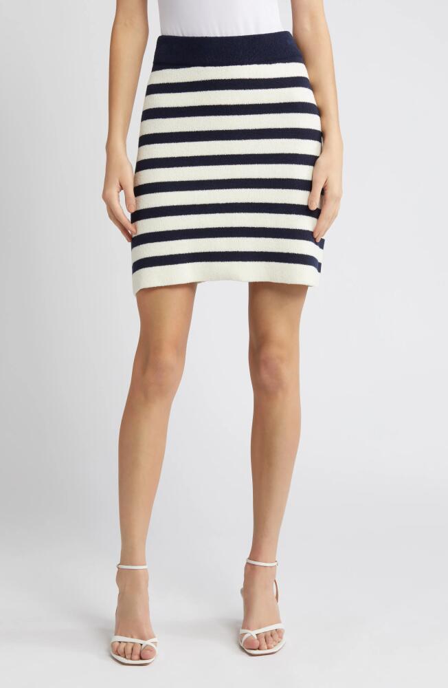 Favorite Daughter Stripe Cotton Blend Knit Miniskirt in Navy/White Cover