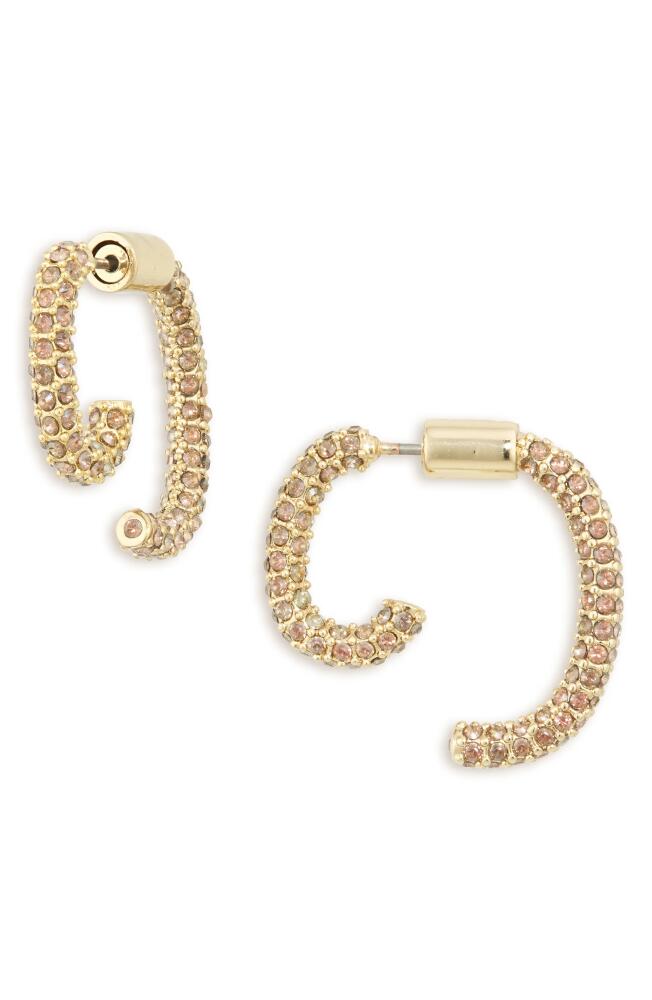 DEMARSON Mini Luna Pavé Crystal Front/Back Earrings in 12K Shiny Gold/Rose Blush Cover