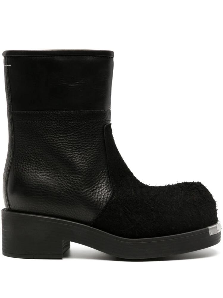 MM6 Maison Margiela Biker suede and leather ankle boots - Black Cover