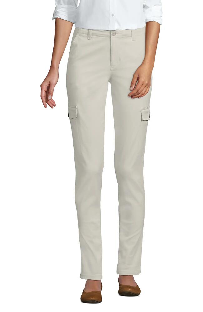 Lands' End Mid Rise Slim Cargo Chino Pants in Light Stone Cover